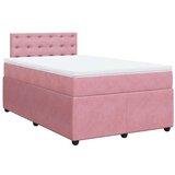 vidaXL Box spring postelja z vzmetnico roza 120x190 cm žamet | Shoptok.si