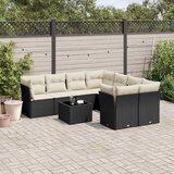  9-dijelni set vrtnih sofa s jastucima crni od poliratana | shoptok.hr