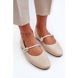 Laura Messi Women's Leather Ballerina Flats 2774 Beige | shoptok.hr