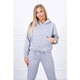 Kesi Insulated set with sweatshirt with tie at the bottom in gray Cene