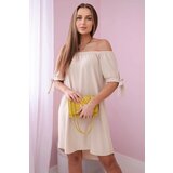 Włoski Dress tied on the sleeves beige | Shoptok.si