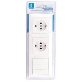 Aigostar trostruki prekidač br. 3 i 2× SCHUKO utičnice 230 V sa ramom, bela | Eponuda.com