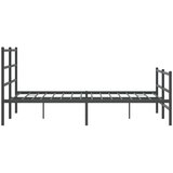 vidaXL Kovinski posteljni okvir z vzglavjem in vznožjem črn 135x190 cm | Shoptok.si