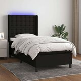  Box spring postelja z vzmetnico LED črna 90x200 cm blago, (20790896) Cene