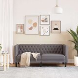 vidaXL Fotelja Chesterfield 2-sjed Siva umjetna koža | shoptok.hr