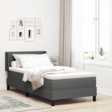 vidaXL Box Spring Krevet s Madracem Tamno Sivi 80x200 cm Tkanina, Uzglavlje s Dugmadima Tamno Sivi 80 cm Tkanina | shoptok.hr