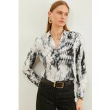 Olalook Women's Geometric Black Patterned Woven Viscose Shirt cene