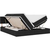 vidaXL Krevet S LED lampica s uzglavljem Crna 180 x 200 cm tkanina - Crna 180 x 200 cm Dizajn s jastučićima | shoptok.hr