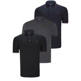 Dewberry TRIPLE SET T8586 MEN'S T-SHIRT-BLACK-NAVY-ANTHRACITE Cene