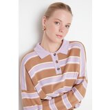 Trendyol Camel Striped Polo Neck Knitted Sweater | Eponuda.ba