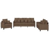  3-dijelni set sofa s jastucima smeđi od tkanine | shoptok.hr