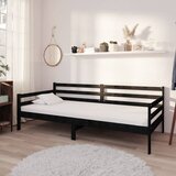 Dnevni ležaj s madracem 90 x 200 cm crni od masivne borovine | shoptok.hr