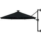 vidaXL Stenski senčnik z LED in kovinskim drogom 300 cm črn Cene
