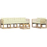 vidaXL Zunanja garnitura za sedenje z blazino 7 pcs Bela in krem, (5000269248) | Shoptok.si