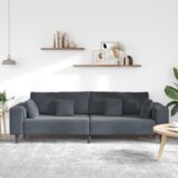 vidaXL Baršunasta sofa s jastukom s jastukom Tamno siva 208 cm Baršun | shoptok.hr