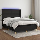 vidaXL Krevet box spring s madracem LED crni 140x190 cm od tkanine Cijene