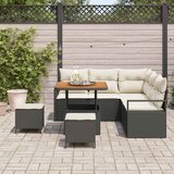 vidaXL Vrtna sedežna garnitura z blazino 8 pcs Črna poli ratan, (5000153352) | Shoptok.si