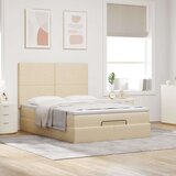  Otomanski krevet s madracem krem 140x190cm od tkanine | shoptok.hr