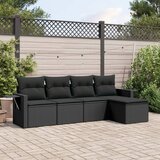 Maison Chic Seti vrtnega pohištva - Vrtna garnitura - Vrtni pohištvo set 5-delna z blazinami črn poli ratan, (21816569) | Shoptok.si