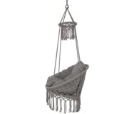 Kondela Viseči gugalni stol z resicami, siv, DELUS | Shoptok.si