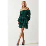  Women's Emerald Green Flounce Chiffon Dress | shoptok.hr