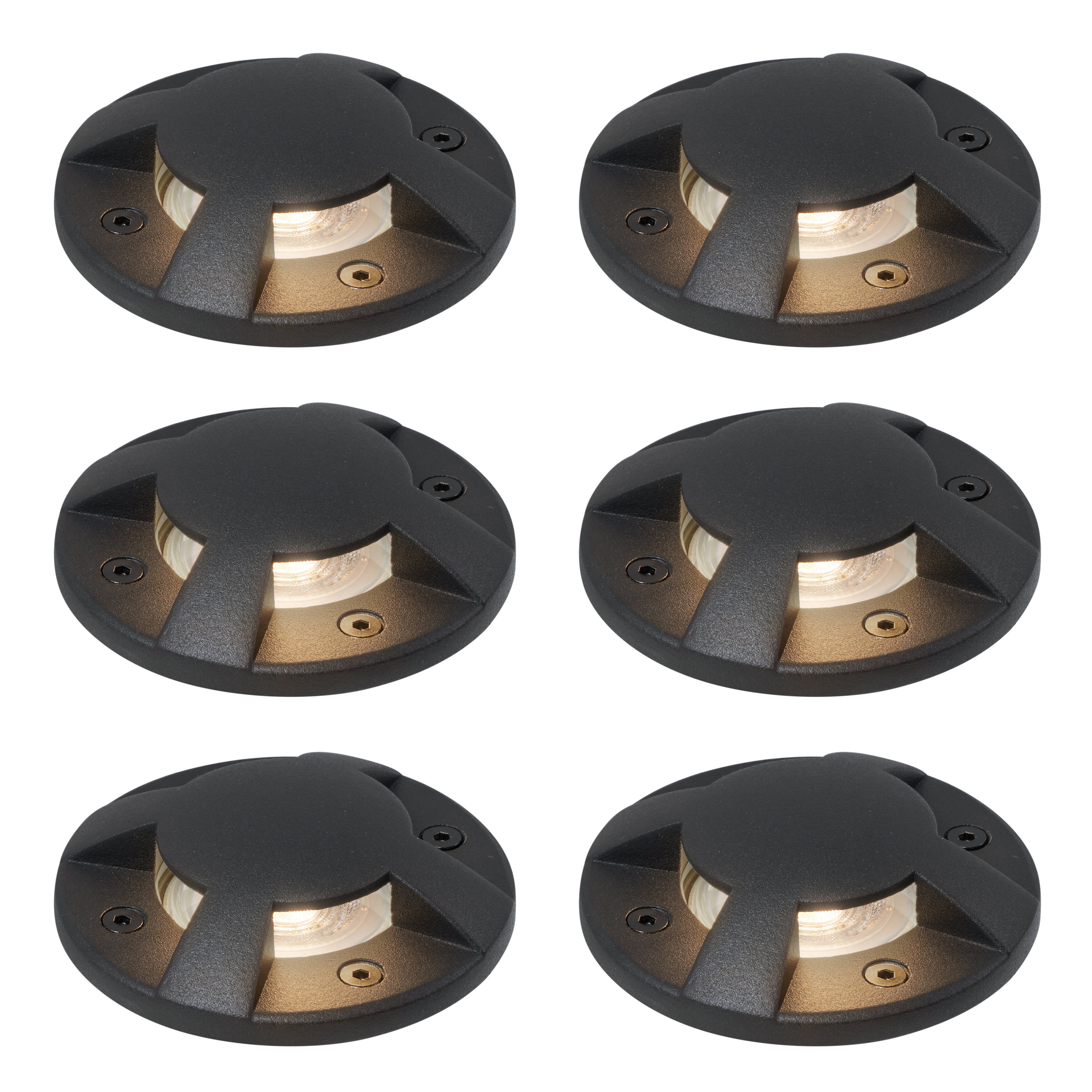 QAZQA Komplet 6 modernih talnih reflektorjev črna GU10 50mm 4-Light Effect IP65 - Cellar Cene