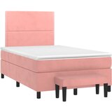vidaXL Box spring postelja z vzmetnico roza 120x190 cm žamet, (21128005) | Shoptok.si