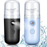 Venisymlis 2x Mini Obrazni Razpršilec 30ml, USB Prenosni Vlažilnik za Ličenje in Hidracijo (Črn/Moder), (22060888) | Shoptok.si