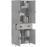 vidaXL Visoka komoda betonsko siva 69,5x34x180 cm inženirski les | Shoptok.si