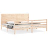 Maison Chic Posteljni Okvir - Dvoposteljna postelja z vzglavjem 200x200 cm trden les, (22080328) | Shoptok.si