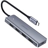 Ugreen USB C HUB 4-portni razdelilnik USB 3.2 Gen 1 s polnilnim priključkom USB-C v sivi barvi (CM219 70336), (21980883) | Shoptok.si