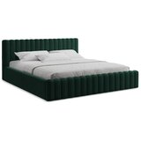 Makamii Temno zelena oblazinjena zakonska postelja s prostorom za shranjevanje z letvenim dnom 160x200 cm Lemi – | Shoptok.si