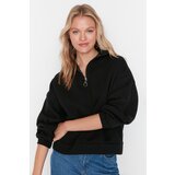 Trendyol Black Zipper Detailed Raised Boyfriend Knitted Sweatshirt | shoptok.hr