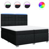 vidaXL Box spring postelja z vzmetnico črn 200x200 cm blago, (21302382) | Shoptok.si