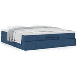 vidaXL Otomanski posteljni okvir z vzmetnico moder 160x200 cm blago | Shoptok.si