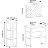 MID.YOU Kopalnica Bitila 80, Bela, Barva Hrasta, 4-Delno | Shoptok.si