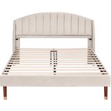 Lumor Oblazinjena postelja 160x200 cm iz žameta z letveno podlago – bež, (22151137) | Shoptok.si