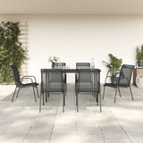  7-dijelni vrtni blagovaonski set crni od čelika i tekstilena | shoptok.hr