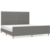  The Living Store Posteljni okvir z vzglavjem temno siv 160x200 cm blago - Posteljni Okvir Z Vzglavjem, (21499492) | Shoptok.si