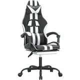  Gaming stol z oporo za noge črno in belo umetno usnje, (21378257) | Shoptok.si