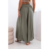 Kesi Włoski Women's wide-leg viscose trousers khaki | Shoptok.si
