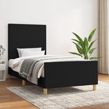 Maison Chic Posteljni okvir - Enojna postelja - Postelja za odrasle brez vzmetnice Črna 90x190cm Tkanina-J11834, (21762057) | Shoptok.si