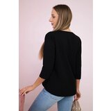 Kesi Blouse with graphics and a colorful bow 3D black | shoptok.hr