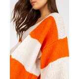 Fashion Hunters Ecru-orange loose knitted cardigan OCH BELLA | shoptok.hr