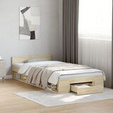 Maison Chic Posteljni okvir - Enojna postelja - Postelja za odrasle s predalom sonoma hrast 75x190 cm inž. les, (21696051) | Shoptok.si