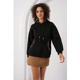 Bigdart 55443 Embroidered Oversize Sweatshirt - Black