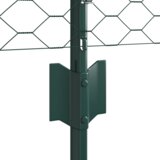 vidaXL Ograjni stebri 11 kosov U-kanal zelena 80 cm jeklo, šesterokotna ograja zelena 0.8x25 m jeklo | Shoptok.si