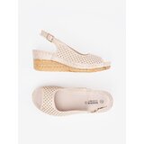 GOODIN Beige openwork wedge sandals | Shoptok.si