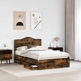  Krevetna konstrukcija s uzglavljem Dimljeni hrast 120 x 190 cm | shoptok.hr