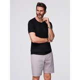 Ombre Men's openwork sweater with round neckline and short sleeves - black | Shoptok.si